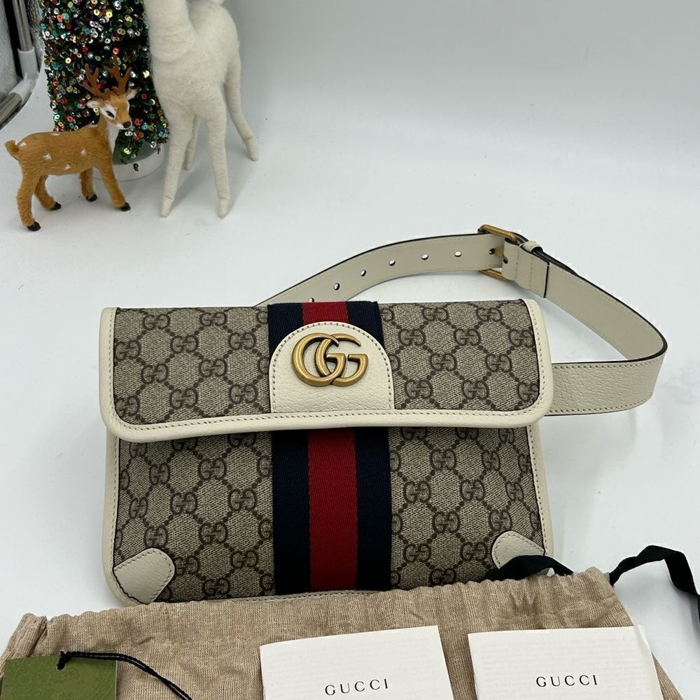 Women’s Gucci brown/white GG canvas web Ophedia  Belt bag 80cm/32” adjustable - Picture 2 of 15
